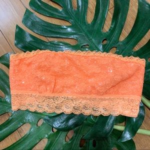 Pink Victorias Secret Lace Sequin Bandeau Orange M